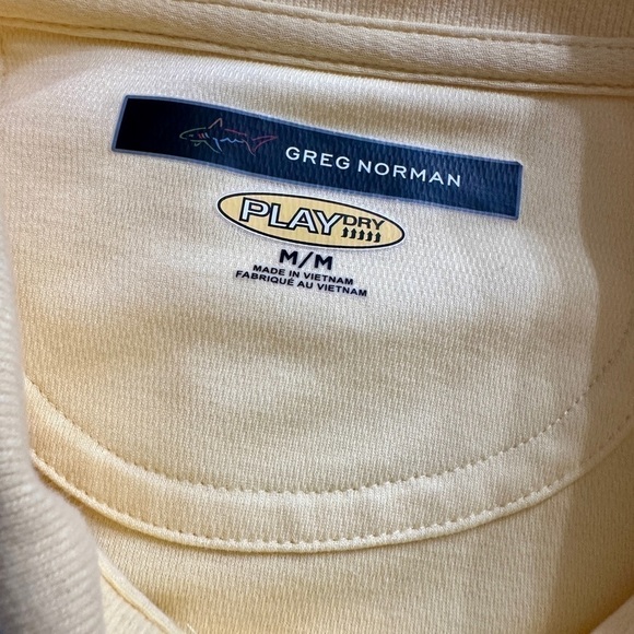 GREG NORMAN, PLAY DRY, MENS YELLOW, SHORT SLEEVE POLO, GOLF SHIRT. SIZE M - Picture 6 of 8